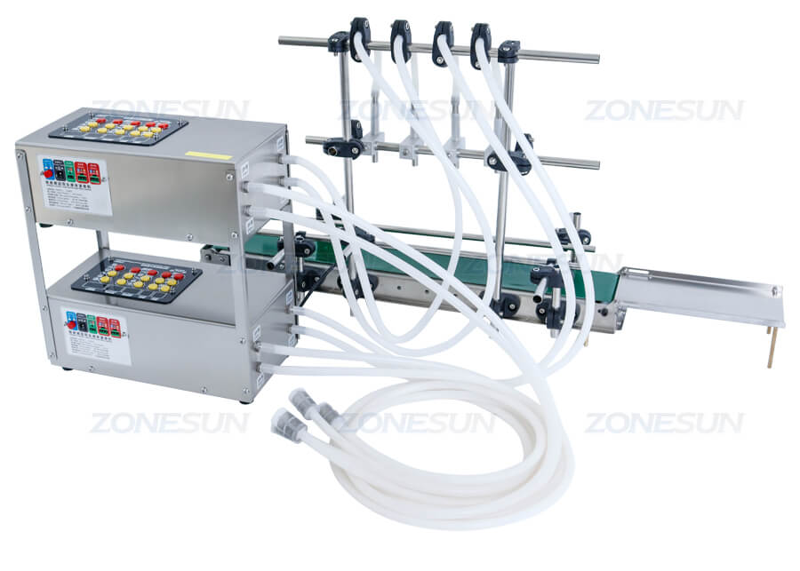 4 Heads Liquid Filling Machine With Conveyor