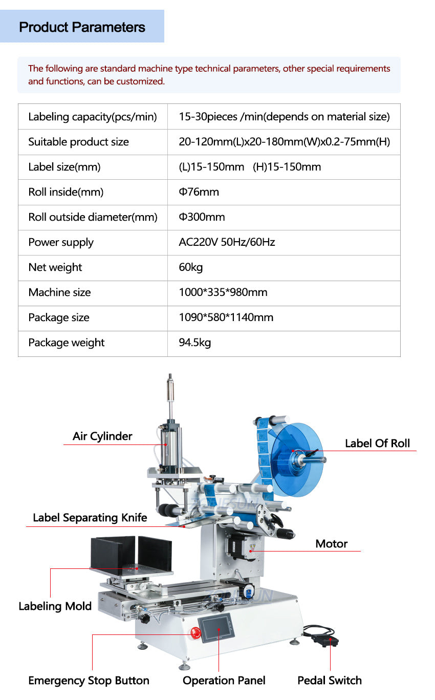 ZONESUN XL-T803 Semi-automatic Flat Surface Labeling Machine