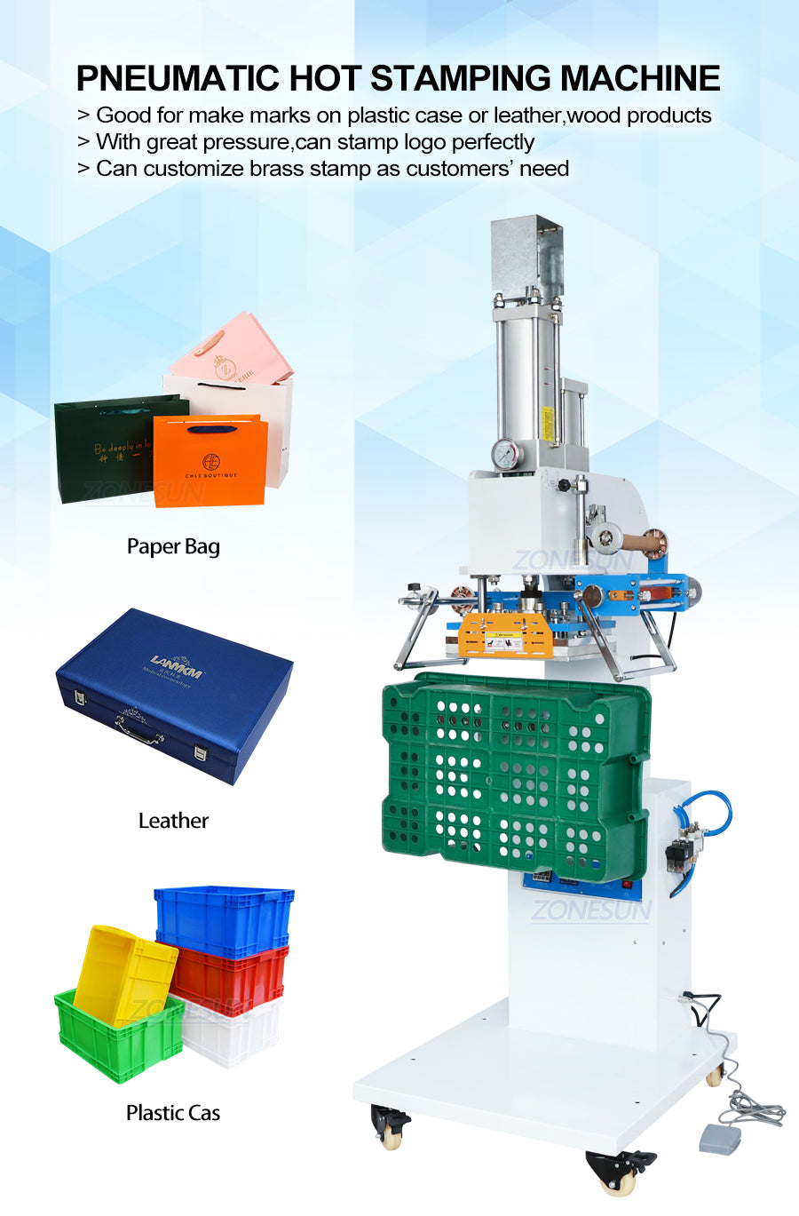 ZONESUN ZY-819SK Pneumatic Plastic Case Stamping Machine