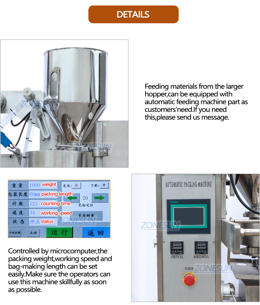 ZONESUN ZS-K100 Automatic Powder Filling Sealing Machine With Date Printer