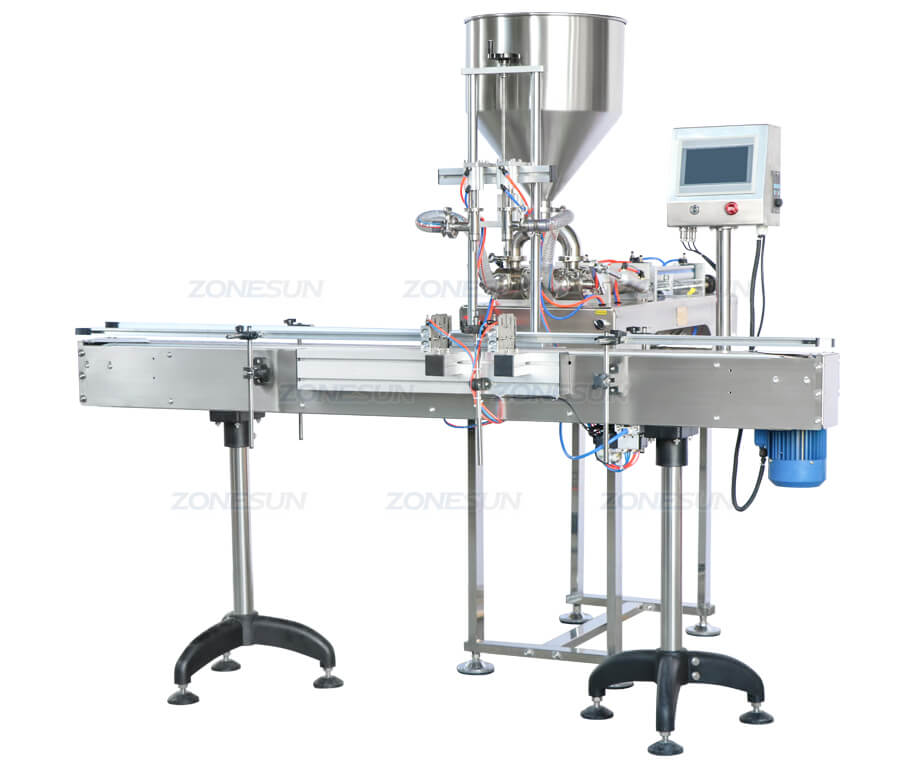 Paste Piston Filling Machine With Conveyor