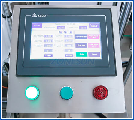 control panel of double sides labeling machine