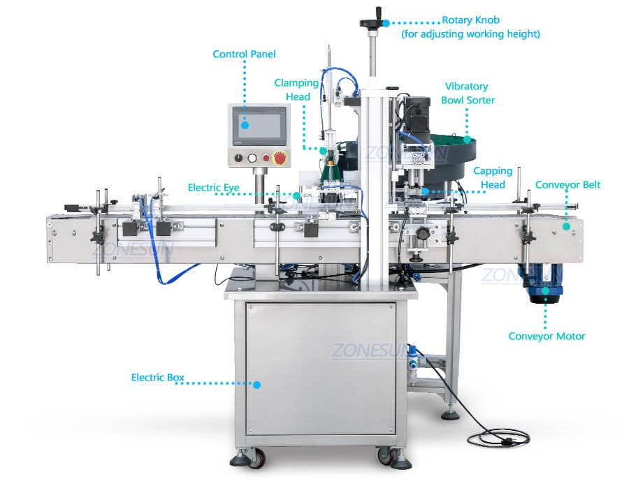 Machine Details of Automatic Essential Oil Capping Machine