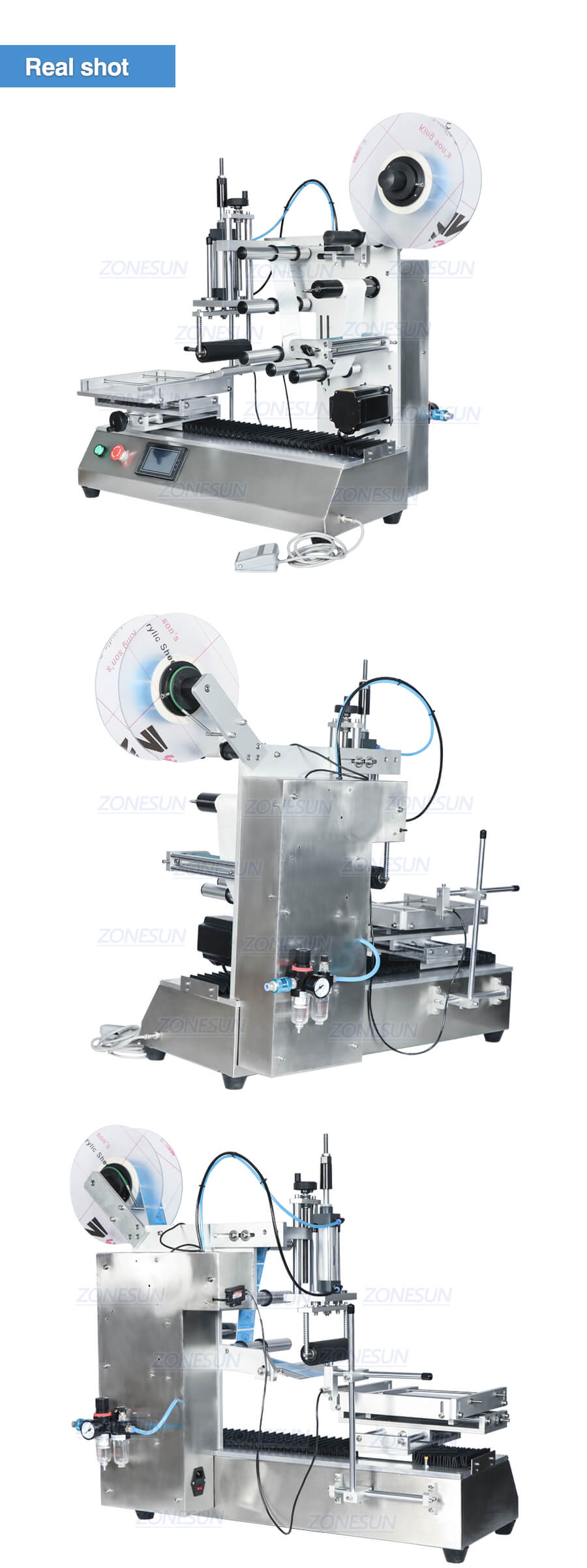 Semi-automatic flat surface labeling applicator machine