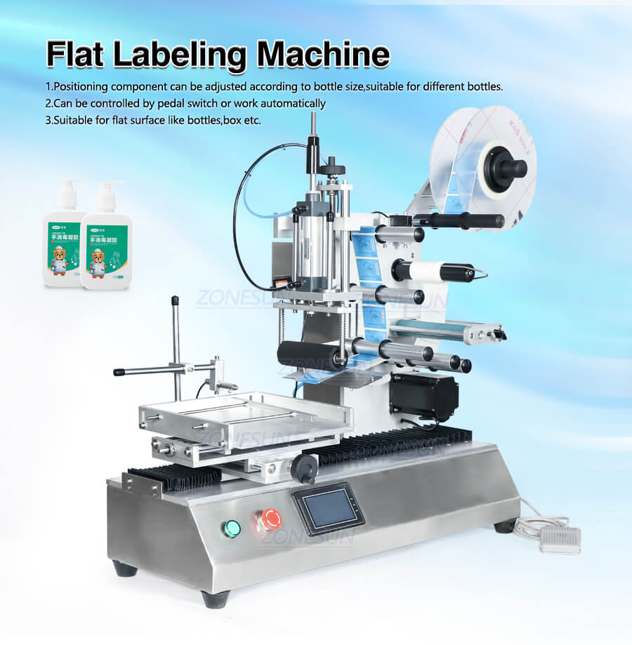 Semi-automatic flat surface labeling machine