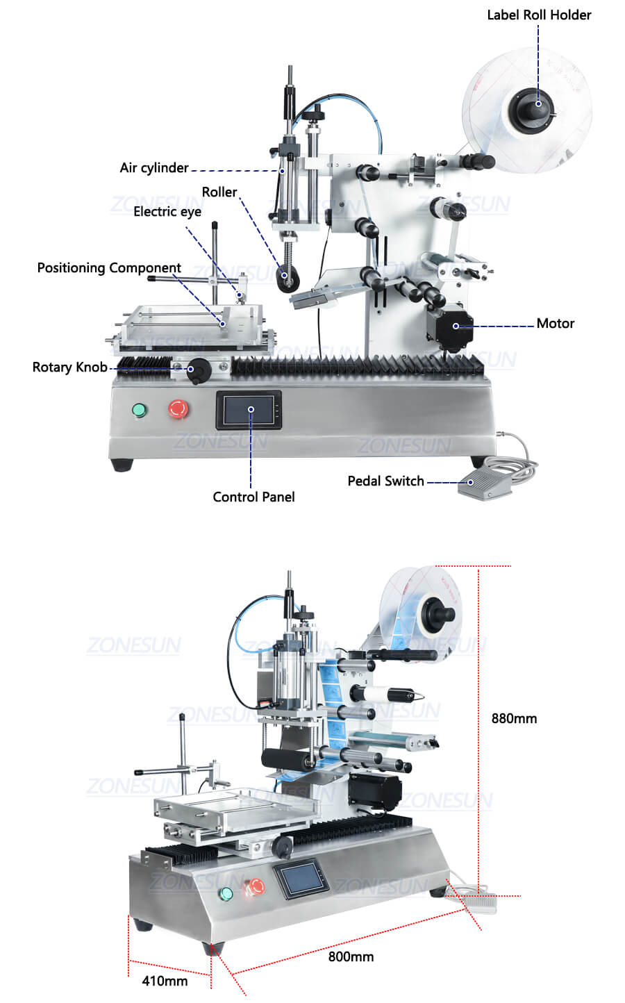 Machine Details of Semi-automatic flat surface labeling machine