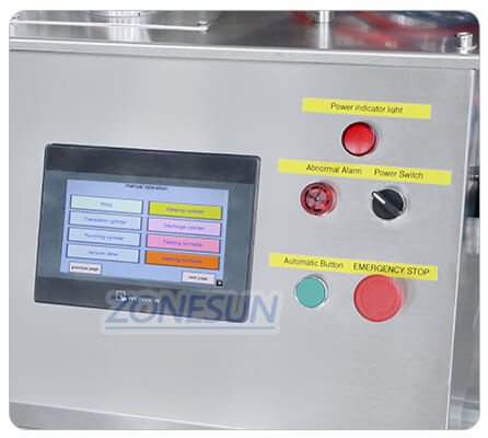 Painel de controle da máquina de encerramento de balcamento de vidro