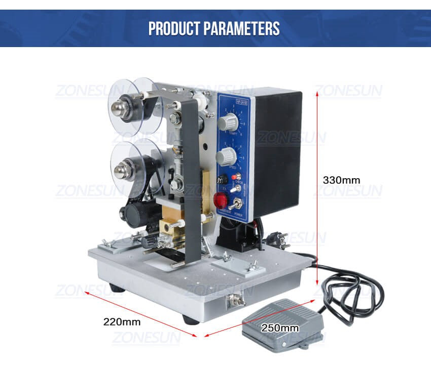 Dimensão da máquina de codificação de data HP-241b