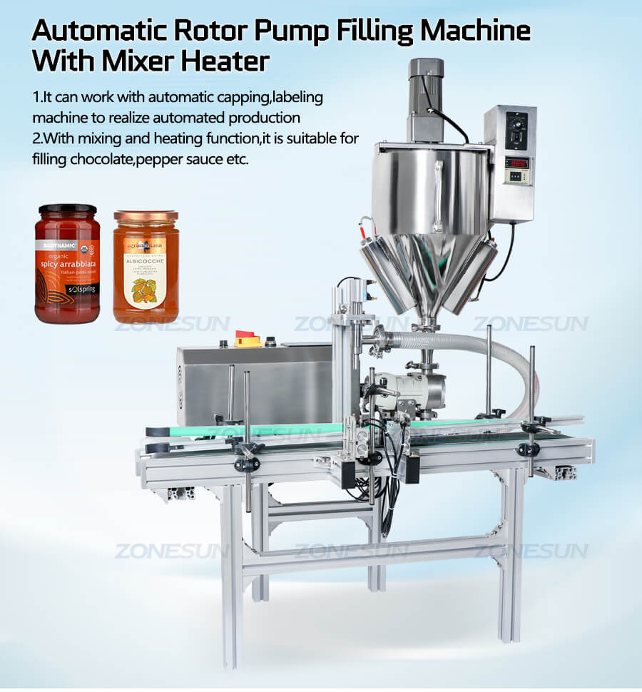 Máquina de enchimento de pasta com aquecedor de misturador