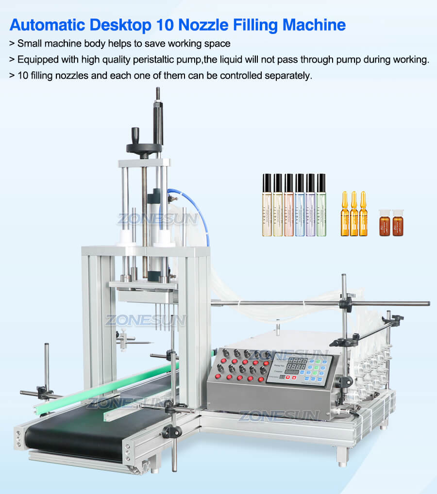 Automatic Desktop Peristaltic Pump Liquid Filling Machine With Diving Nozzle