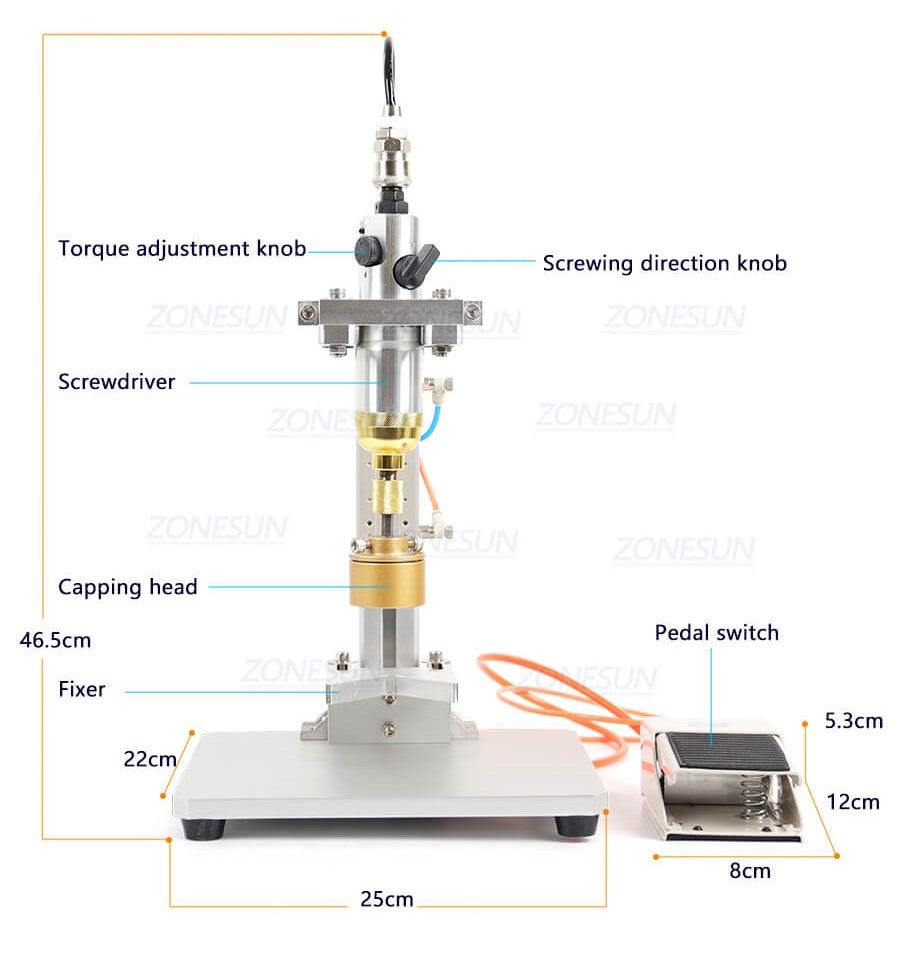 Detalhes da máquina da máquina de tampa pneumática