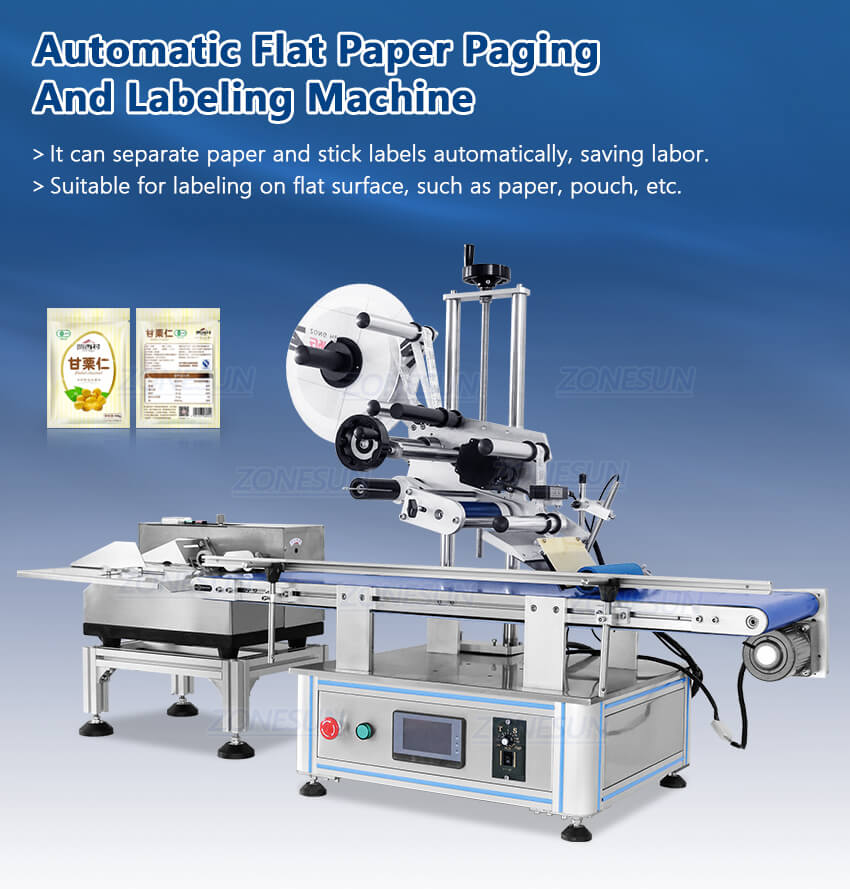 ZS-TB180PBF Paga de bolsa automática e máquina de rotulagem