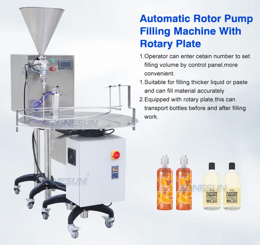 Machine de remplissage de pompe de rotor avec plate-forme de bouteille