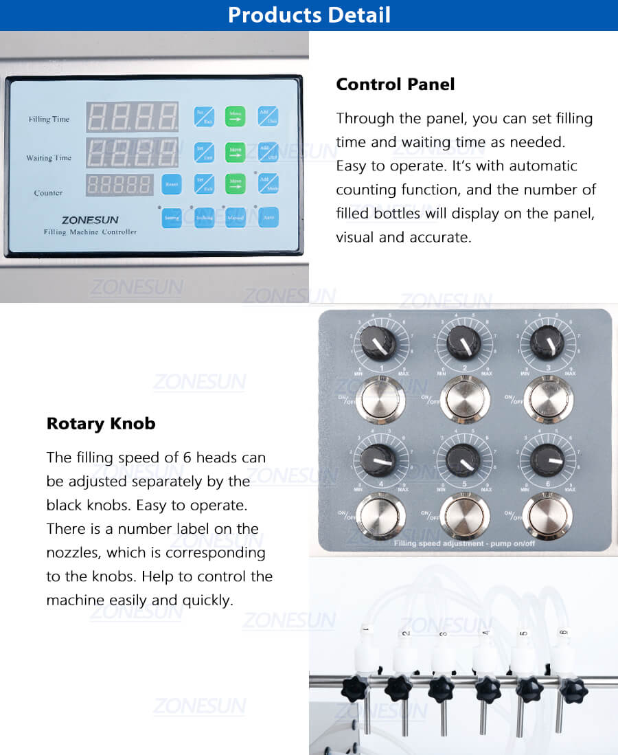 Details of ZS-DPYT6P Liquid Filling Machine