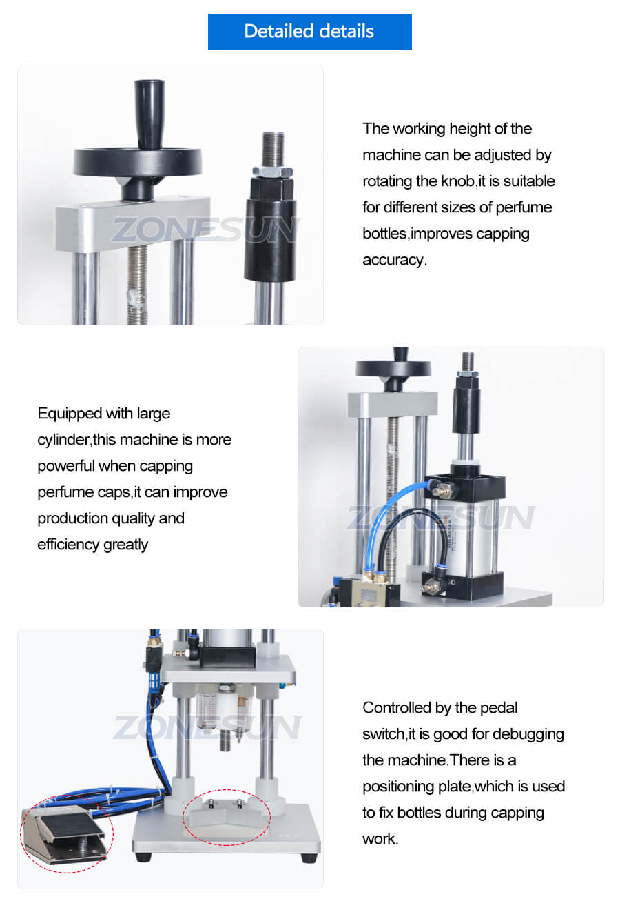 Detailed Description of Semi-automatic Perfume Collar Ring Bottle Capping Machine