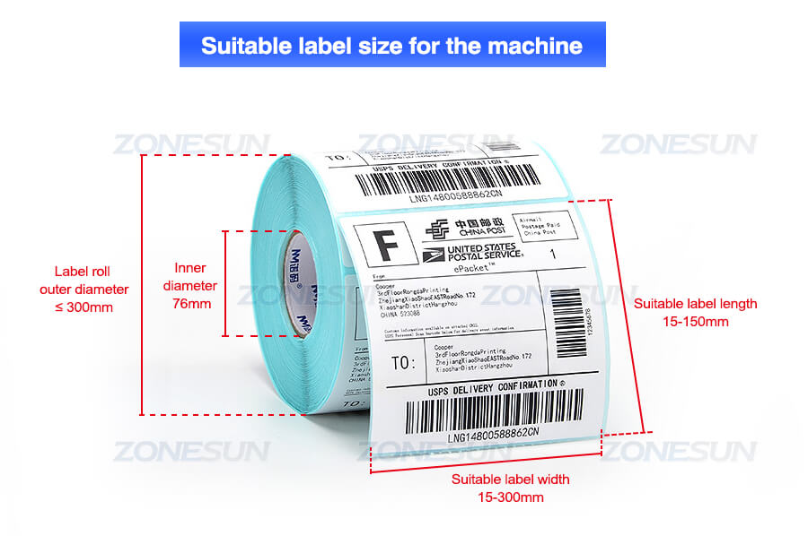 Label Sticker Size of Semi-automatic Double Side Labeling Machine