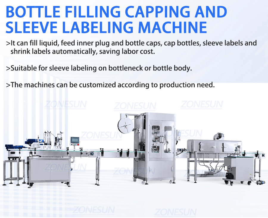Small Bottle Filling Capping Shrink Sleeve Labeling Line