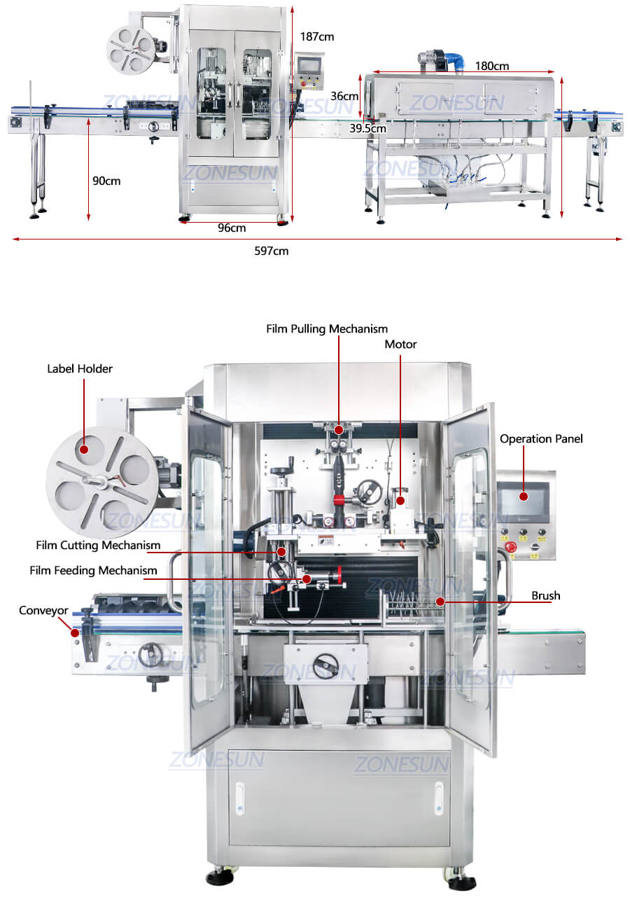 Dimension of Sleeve Label Shrinking Machine