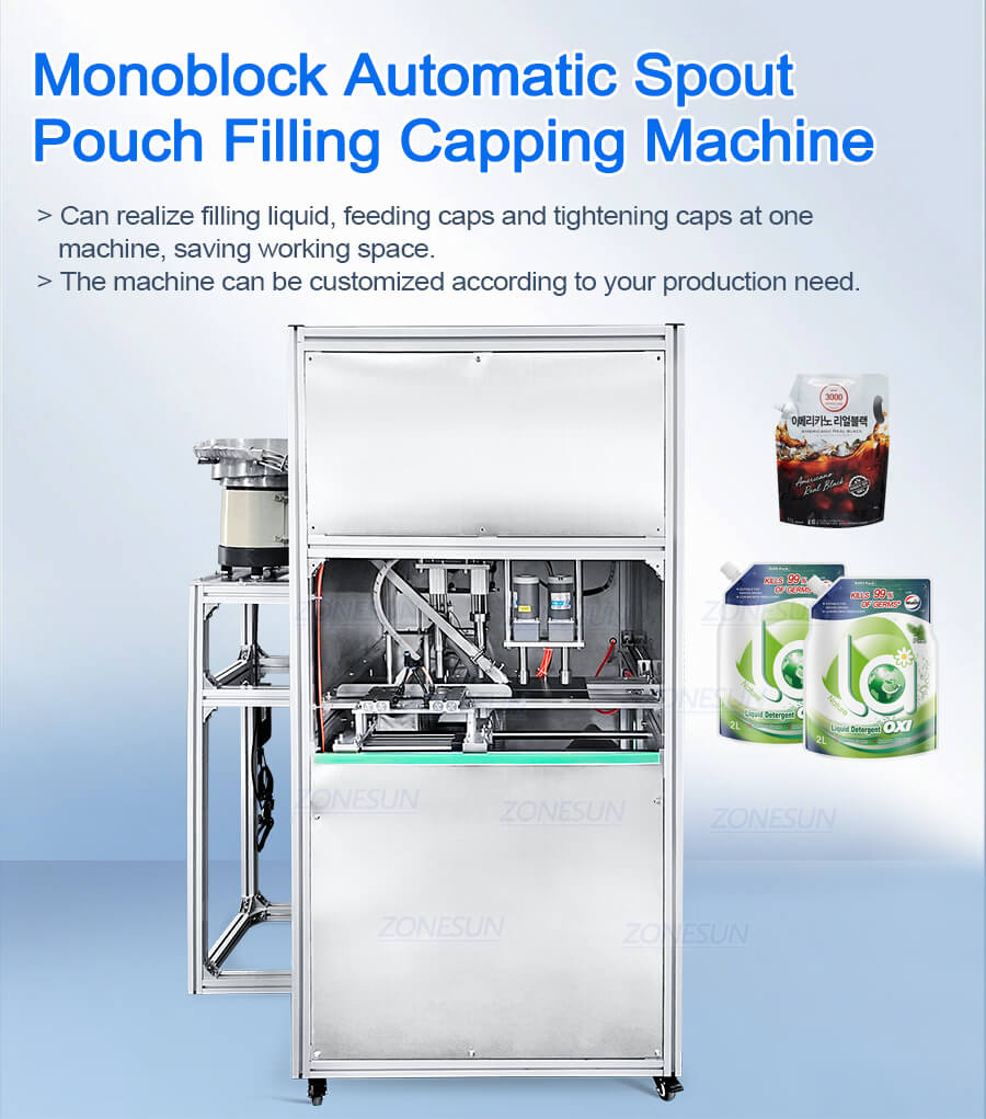 spout pouch liquid filling capping machine