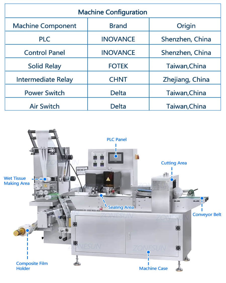 parameter of wet wipe packing machine