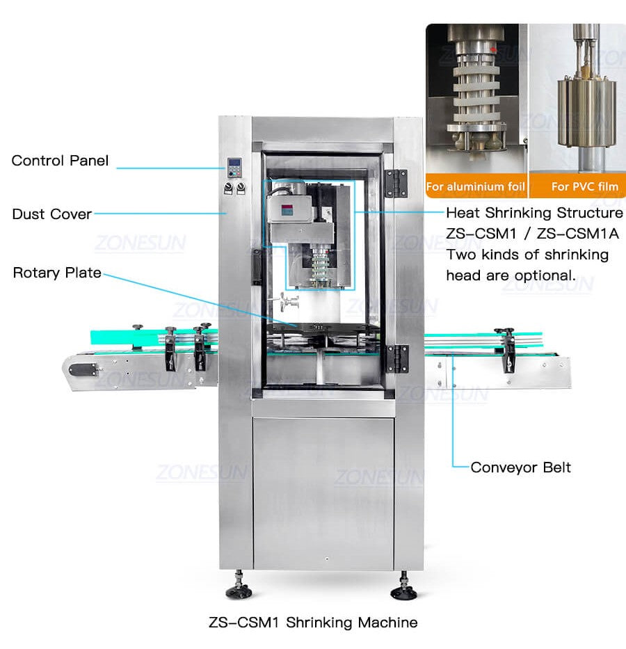 Détails de la machine de la machine à rétrécissement à la chaleur de la capsule de vin