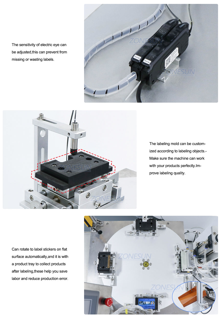 ZONESUN ZS-TB606 Rotary Flat Surface Labeling Machine For Normal Transparent Label