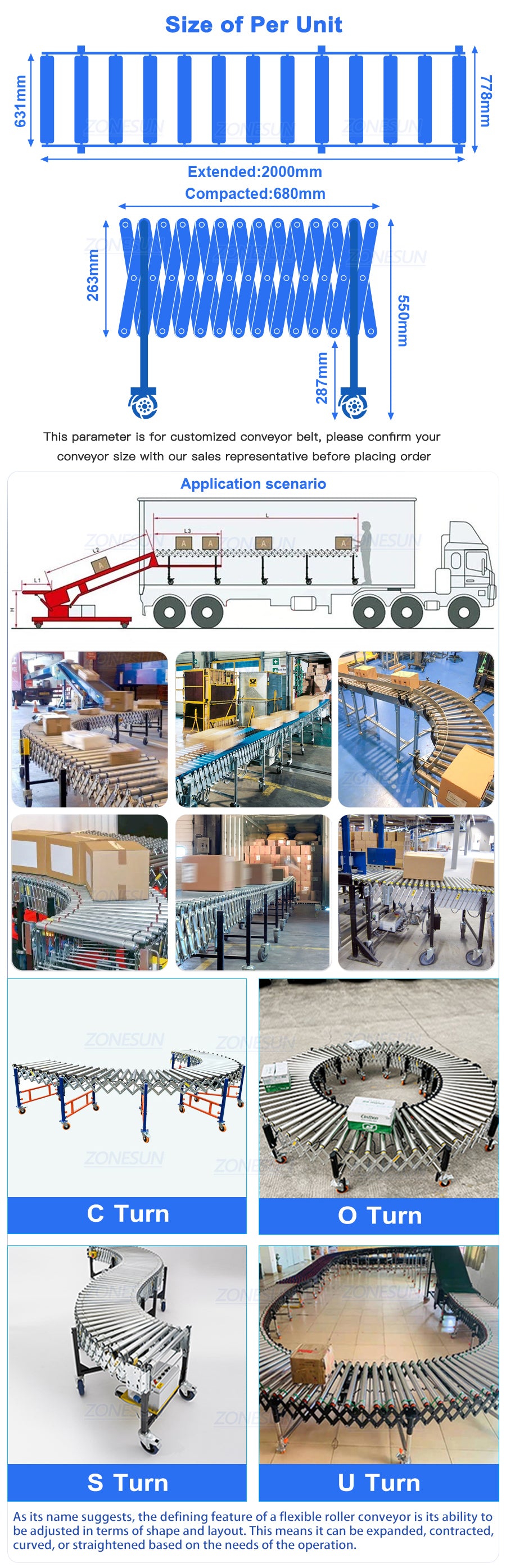 application of flexible roller conveyor