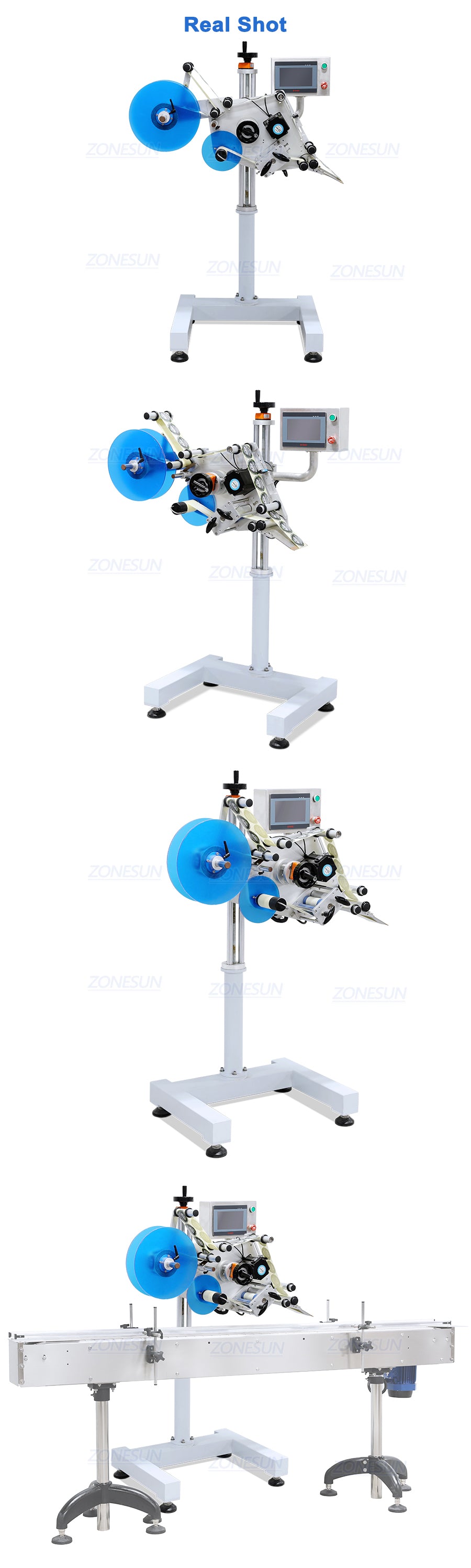 flat labeling head for assembly line