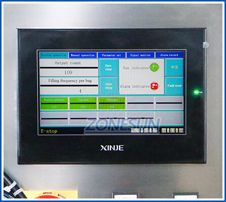 control panel of bag in box filling machine