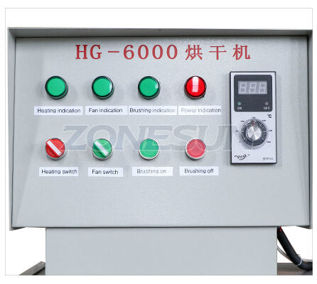 control panel of bottle drying tunnel