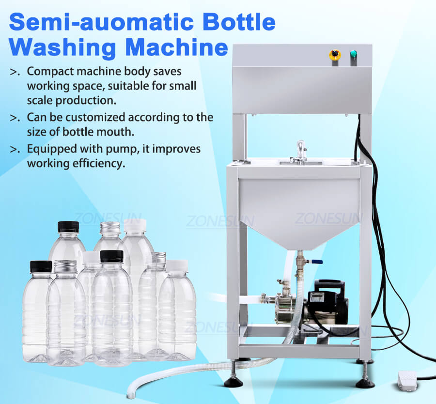 ZONESUN Semi Automatic Bottle Washer Cleaning Machine Plastic