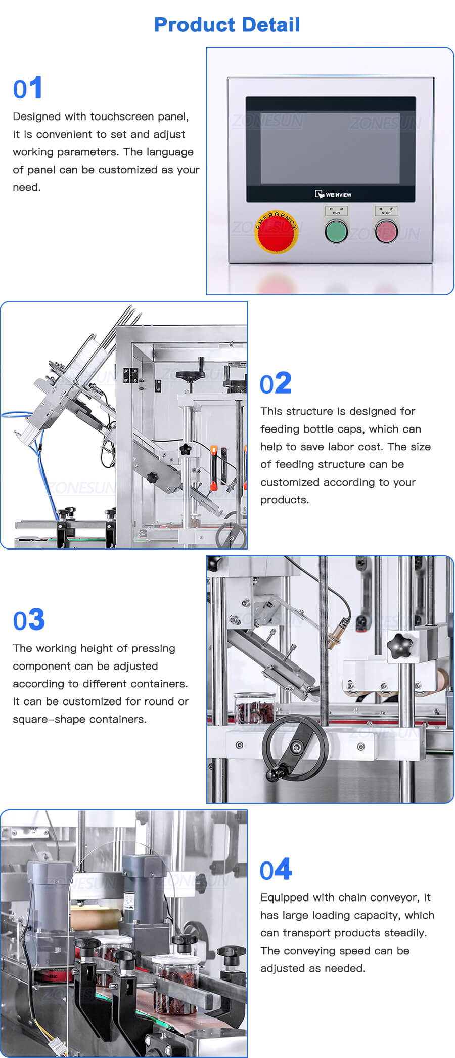 Detalhes da máquina da máquina de prensagem de tampa