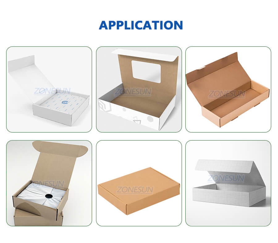 Aplicação de equipamentos de fabricação de caixas
