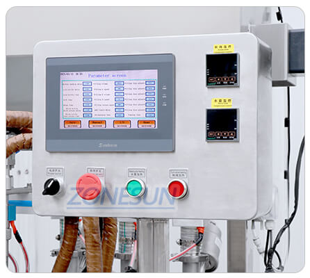 Control panel of hot sauce filling machine