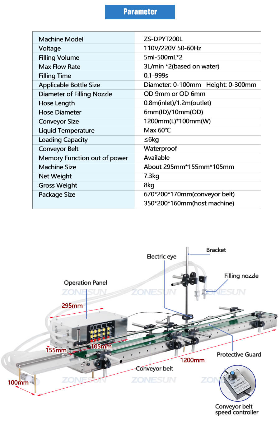 datasheet of diaphragm pump filling machine