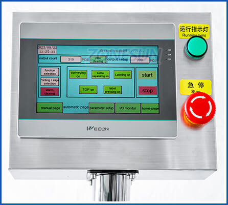 control panel of conical bottle labeler