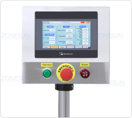 Painel de controle da máquina de encerramento de recheio de creme cosmético