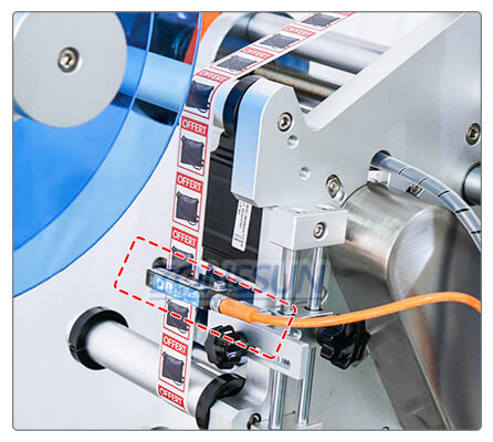 sensor of double heads labeling machine for mylar bags