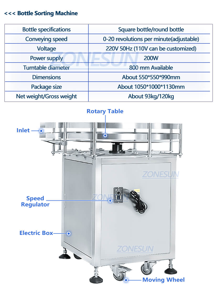 datasheet of bottle sorting machine