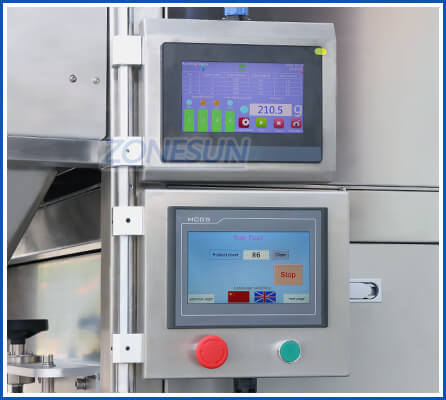 control panel of granule filling machine