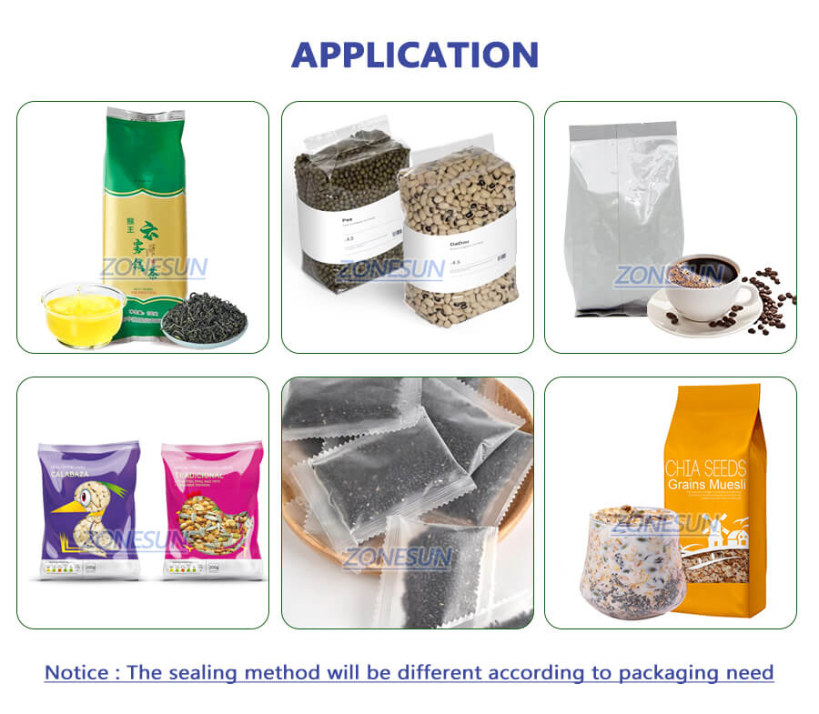 application of gusset pouch filling sealing machine