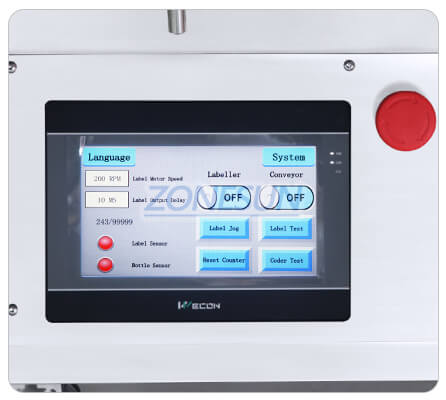 control panel of horizontal labeling machine