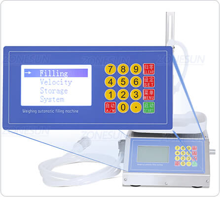 control panel of liquid weighing filling machine