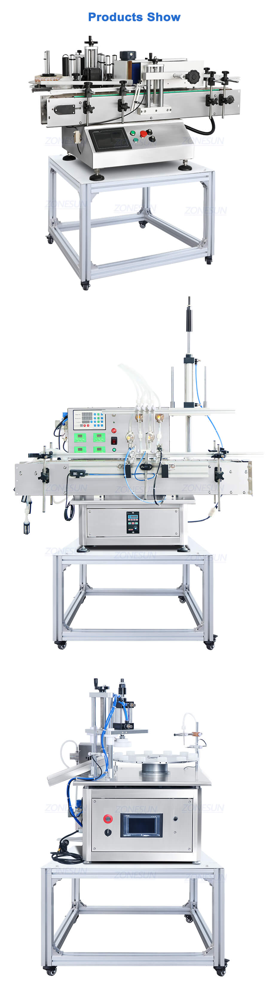 machine table for tabletop filling capping labeling machine