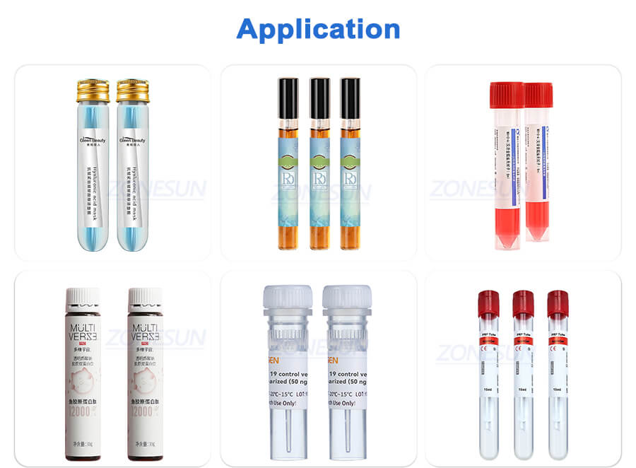 Application de la machine d'étiquetage de plafonnement des microtubes