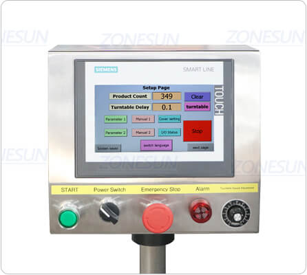 conrtol panel of perfume vial filling crimping machine