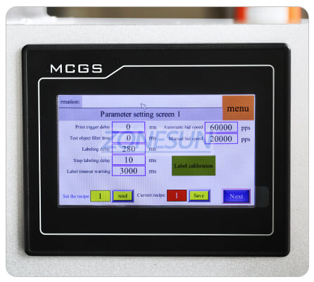 Painel de controle da máquina de rotulagem de bolsa