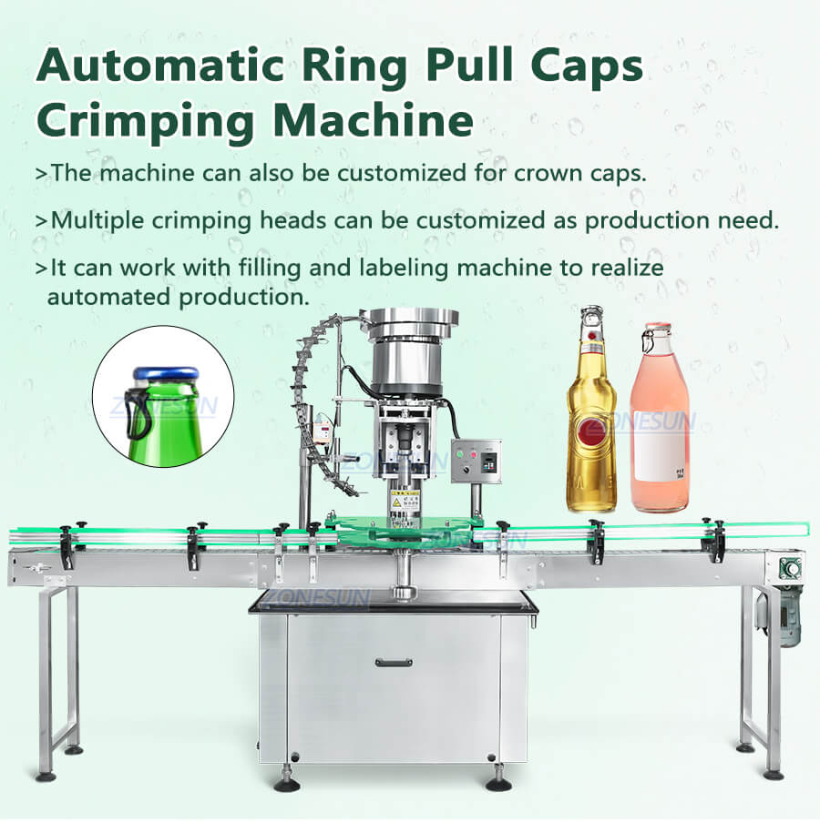 Máquina de crimpagem de tampas de puxar anel