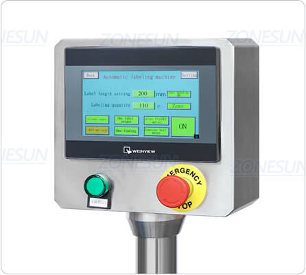 Control panel of round bottle labeling machine