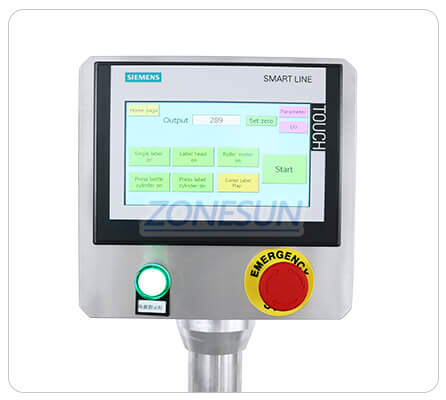 control panel of sauce bottle labeling machine